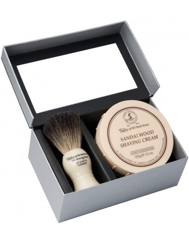 Taylor Of old Bond Street Set Regalo Crema da Rasatura Sandalwood 150gr Con pennello in Tasso