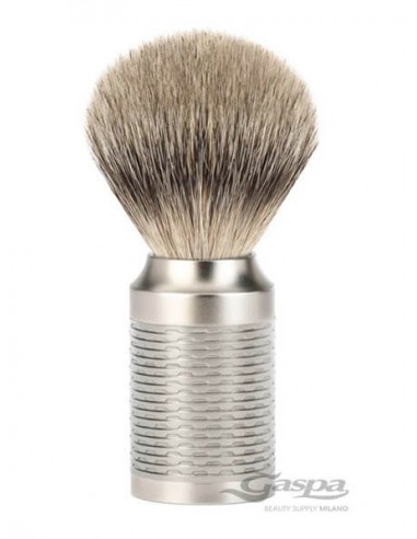 Muhle Rocca M94 Pennello da Barba ciuffo in Tasso Silvertip con manico Acciaio Inox Opaco