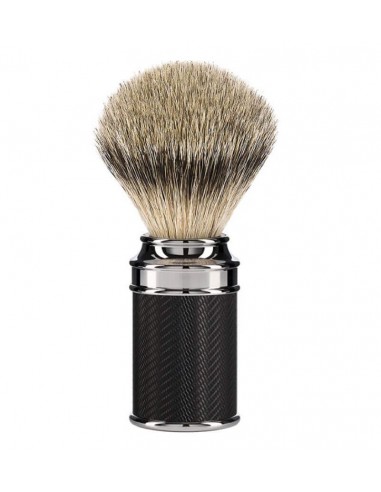 Muhle Traditional Cromato Nero Pennello da Barba in Tasso Silvertip